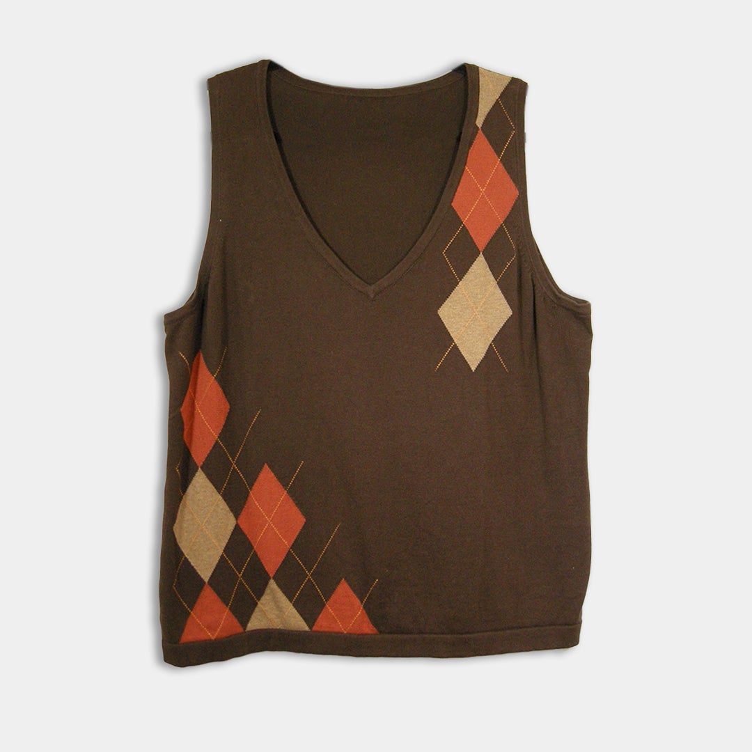 Brown Sweater Vest w/ Argyle